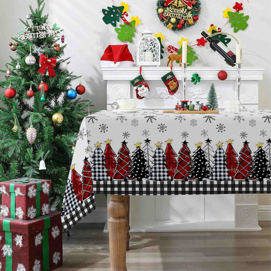 Brighthowl Christmas Tree Snowflake Print Tablecloth