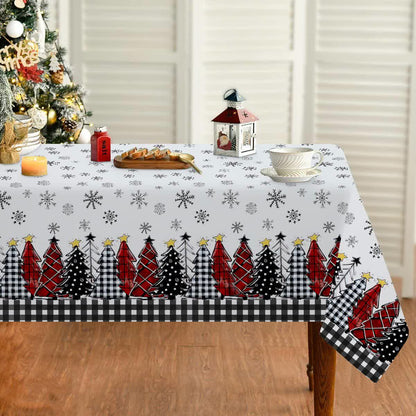 Brighthowl Christmas Tree Snowflake Print Tablecloth