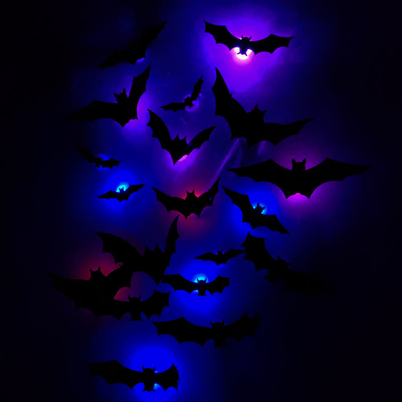 Brighthowl Halloween 3D LED Bat Glitter Wall Decoration