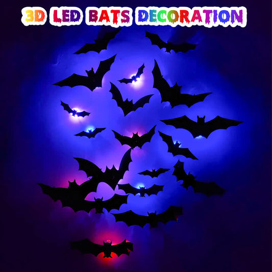 Brighthowl Halloween 3D LED Bat Glitter Wall Decoration