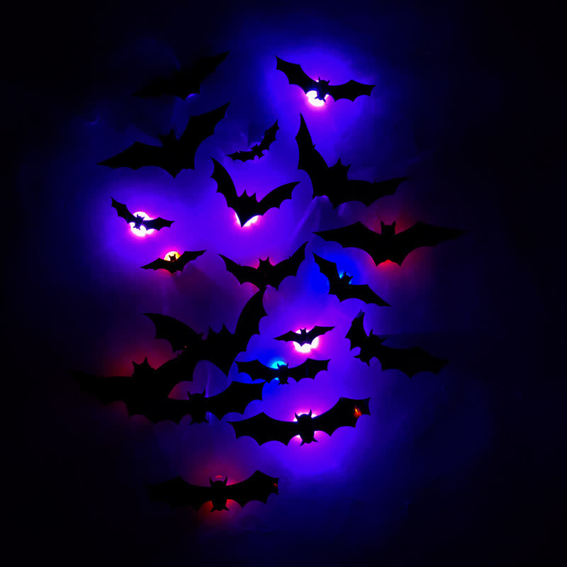 Brighthowl Halloween 3D LED Bat Glitter Wall Decoration