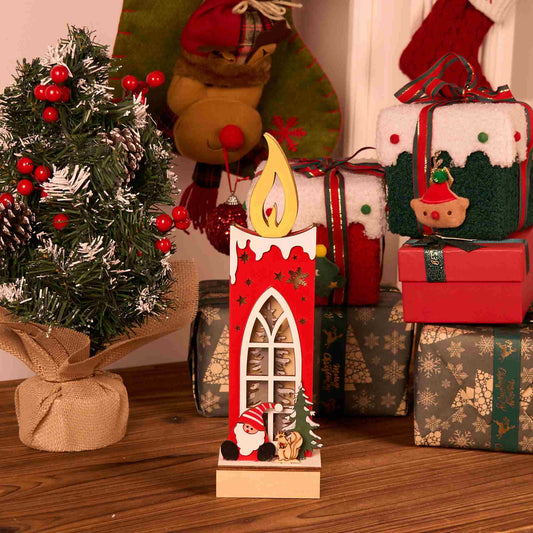 Brighthowl Christmas Wooden Candle Light-Up Decor