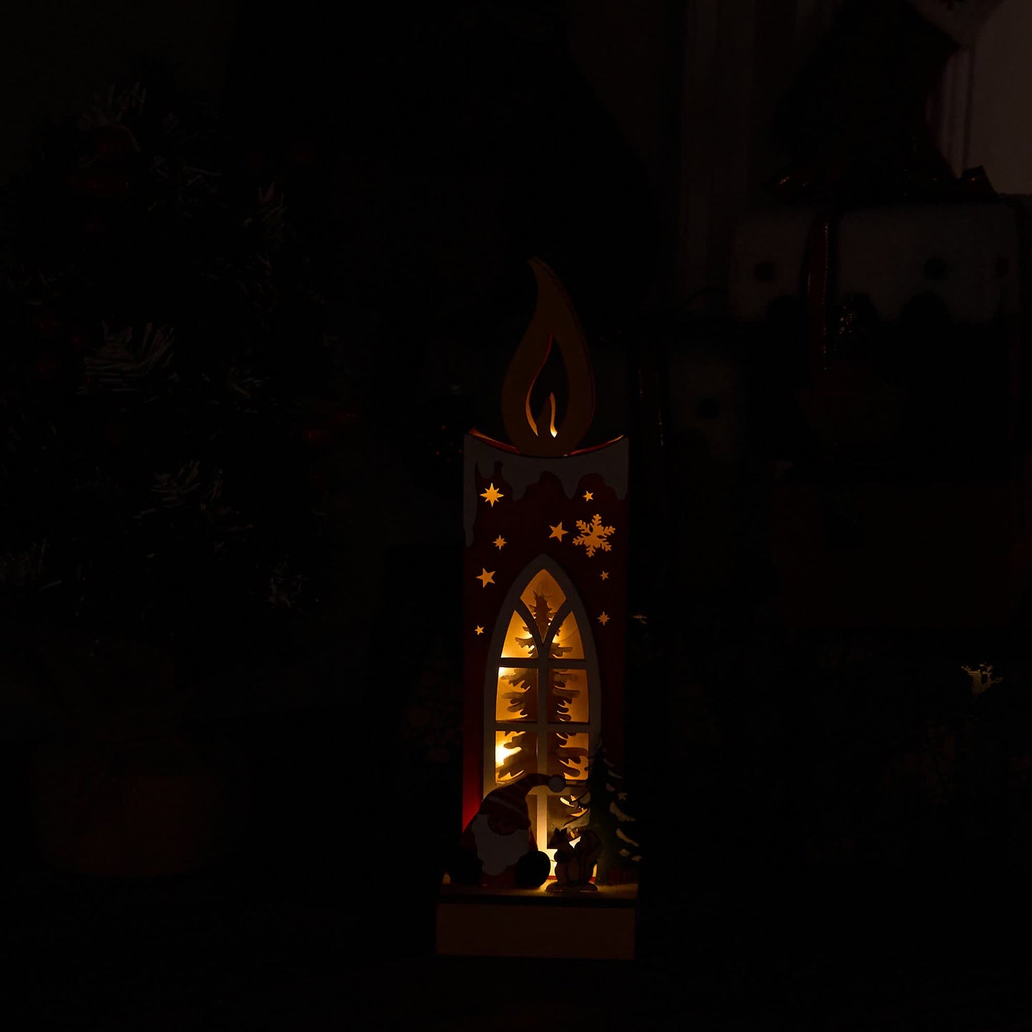 Brighthowl Christmas Wooden Candle Light-Up Decor