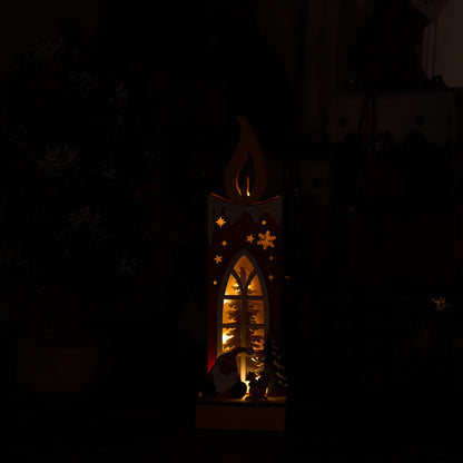 Brighthowl Christmas Wooden Candle Light-Up Decor