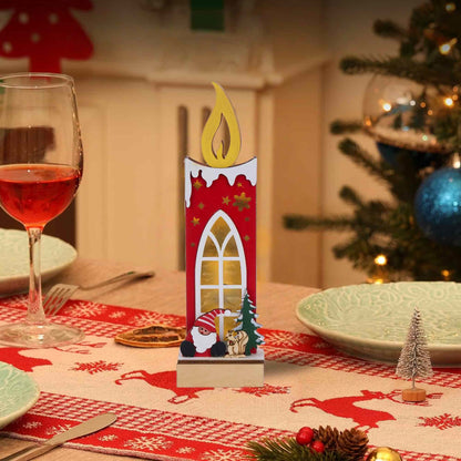 Brighthowl Christmas Wooden Candle Light-Up Decor