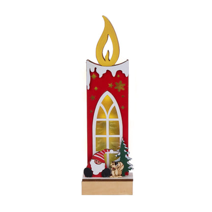 Brighthowl Christmas Wooden Candle Light-Up Decor