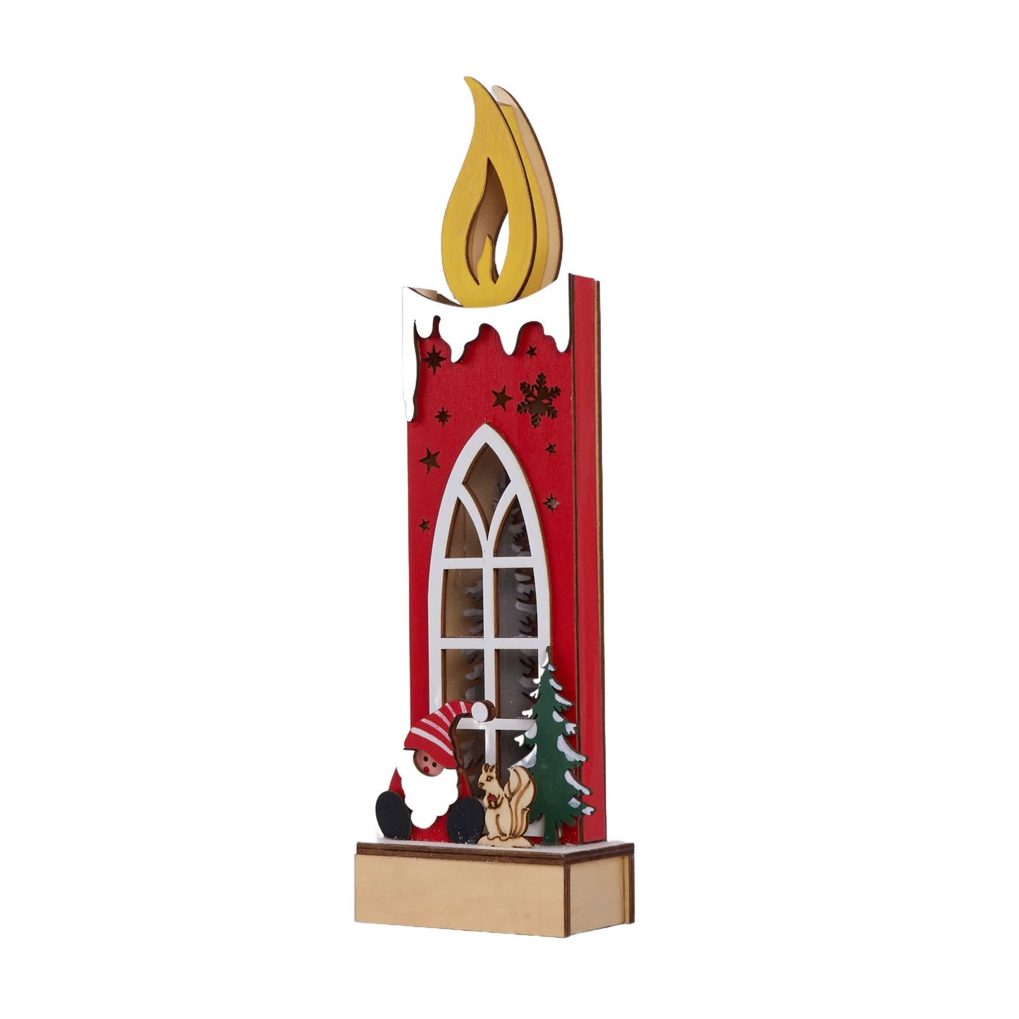 Brighthowl Christmas Wooden Candle Light-Up Decor