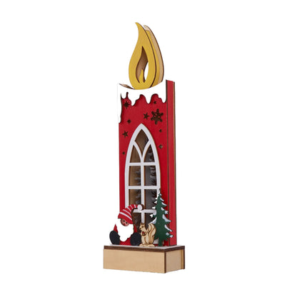 Brighthowl Christmas Wooden Candle Light-Up Decor