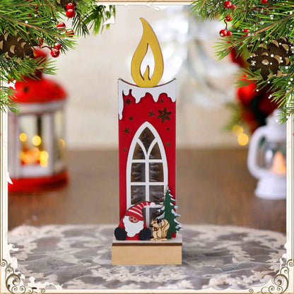 Brighthowl Christmas Wooden Candle Light-Up Decor