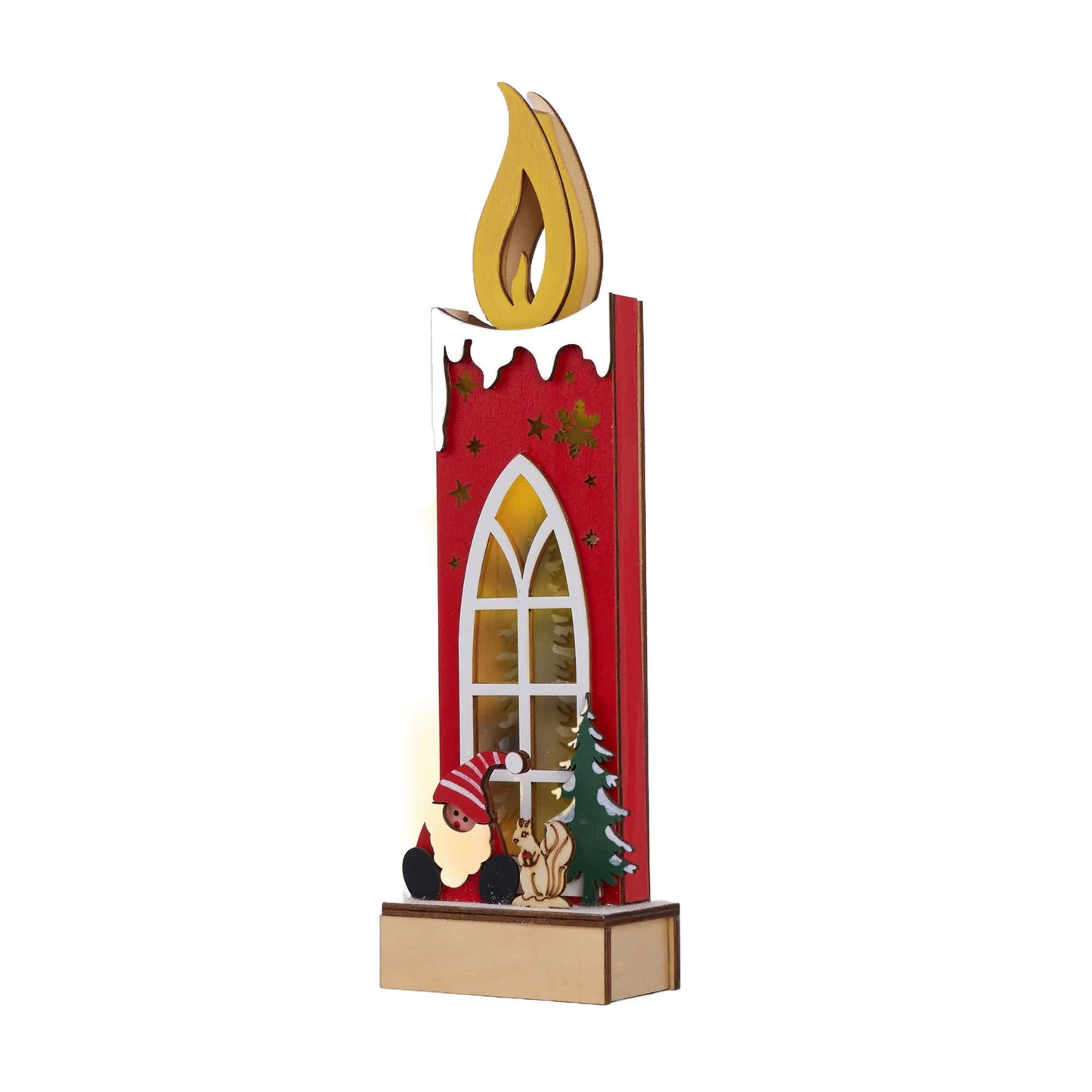 Brighthowl Christmas Wooden Candle Light-Up Decor