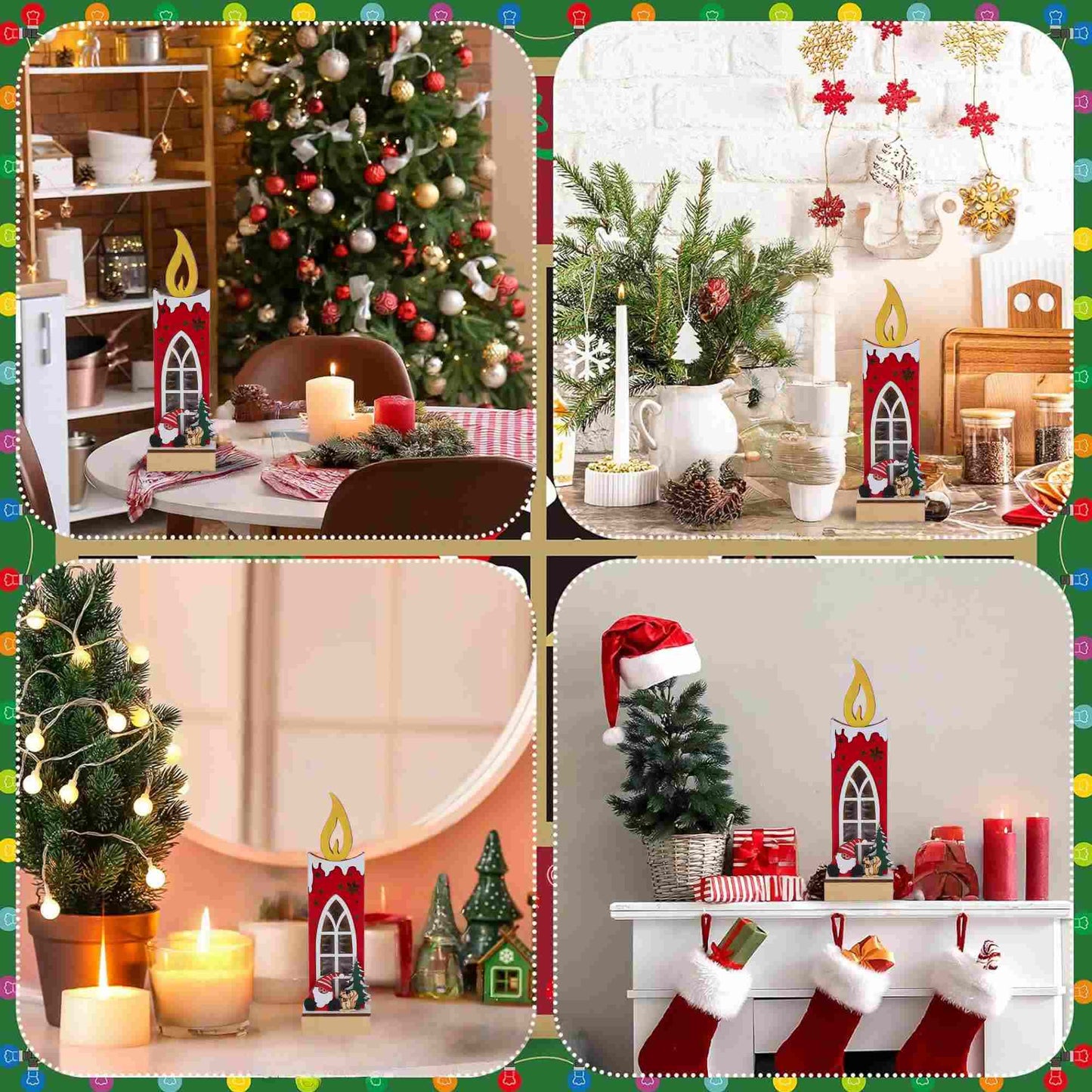 Brighthowl Christmas Wooden Candle Light-Up Decor
