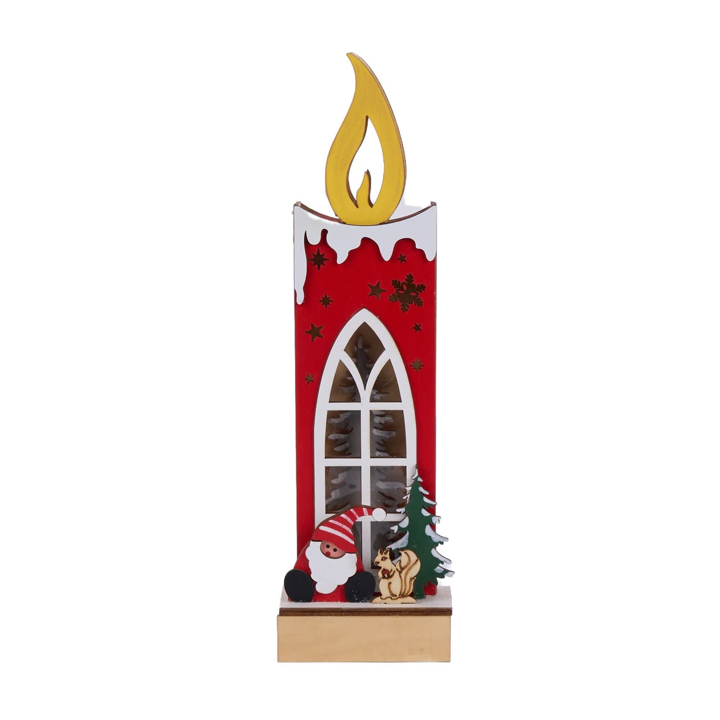 Brighthowl Christmas Wooden Candle Light-Up Decor
