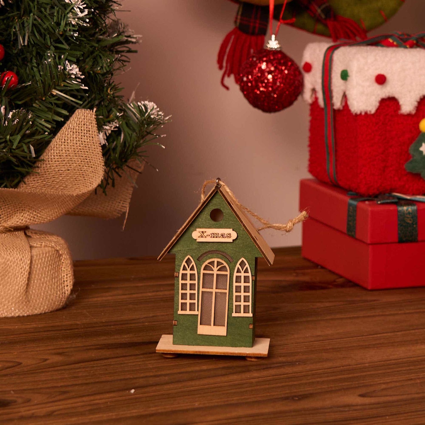 Brighthowl Christmas Holiday Lighted Wood House Decor