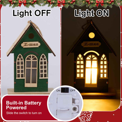 Brighthowl Christmas Holiday Lighted Wood House Decor