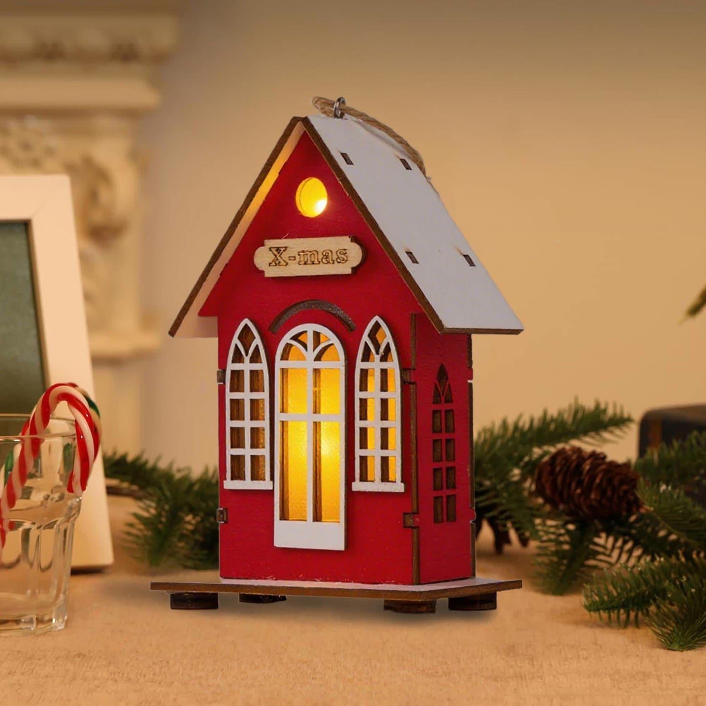 Brighthowl Christmas Holiday Lighted Wood House Decor