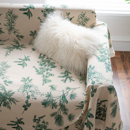 Brighthowl Green Pine Ruffled Sofa Throw Blanket