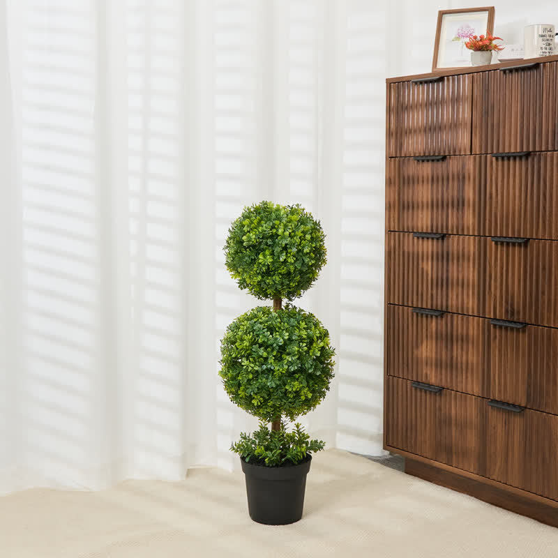 Brighthowl Artificial Boxwood Topiary Ball in Pot