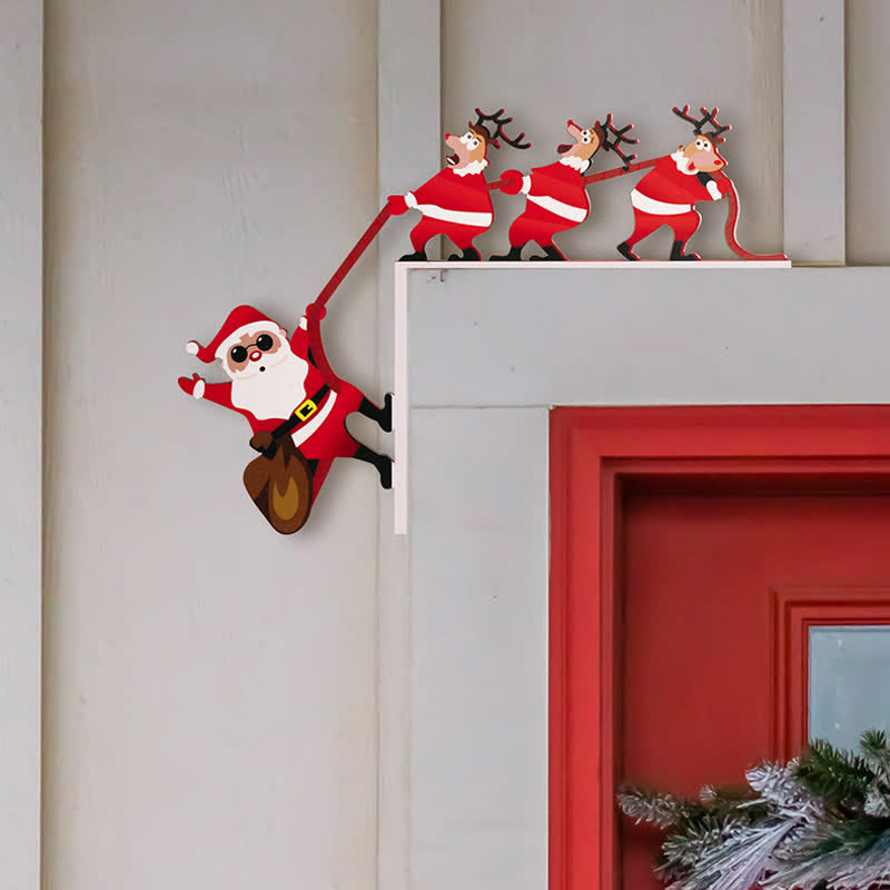 Brighthowl Santa & Reindeer Door Corner Decoration