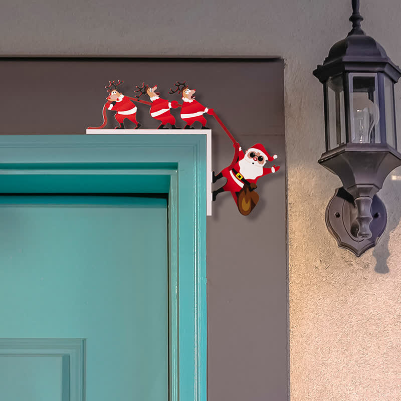Brighthowl Santa & Reindeer Door Corner Decoration
