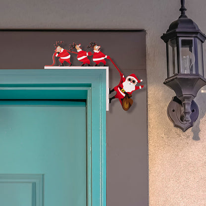 Brighthowl Santa & Reindeer Door Corner Decoration