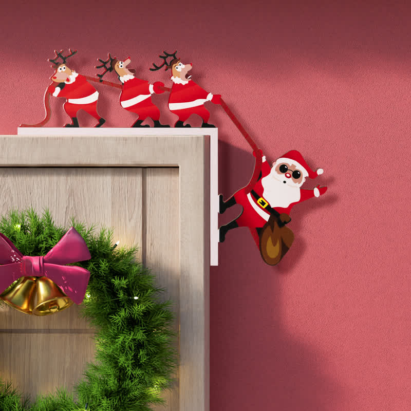 Brighthowl Santa & Reindeer Door Corner Decoration