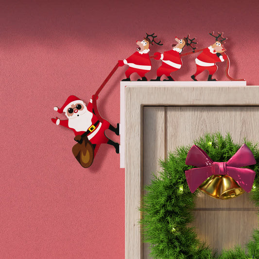 Brighthowl Santa & Reindeer Door Corner Decoration