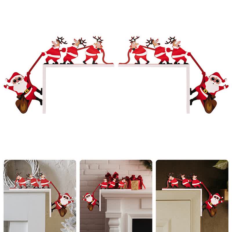 Brighthowl Santa & Reindeer Door Corner Decoration