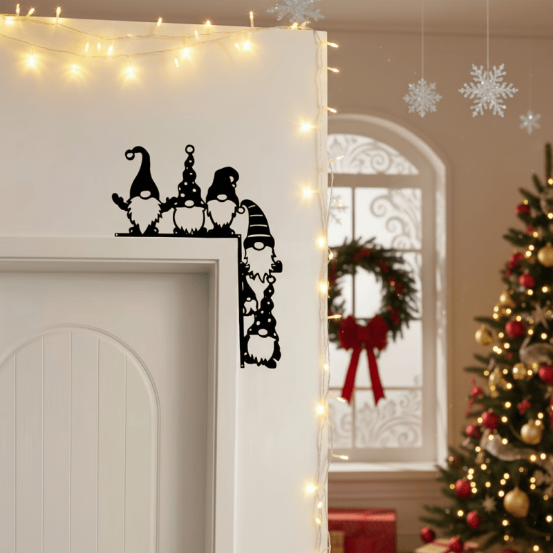 Brighthowl Whimsical Gnome Christmas Door Corner Decor