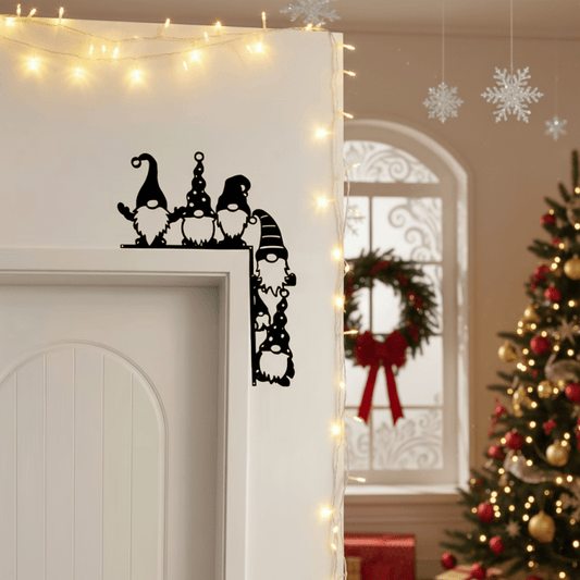 Brighthowl Whimsical Gnome Christmas Door Corner Decor