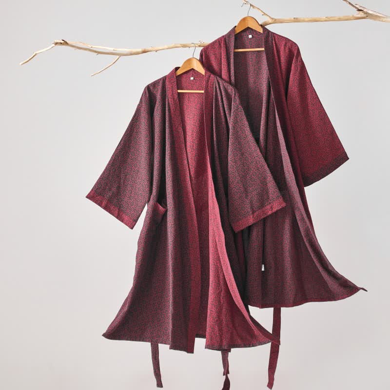 Brighthowl Christmas-inspired Cotton Gauze Kimono Robe