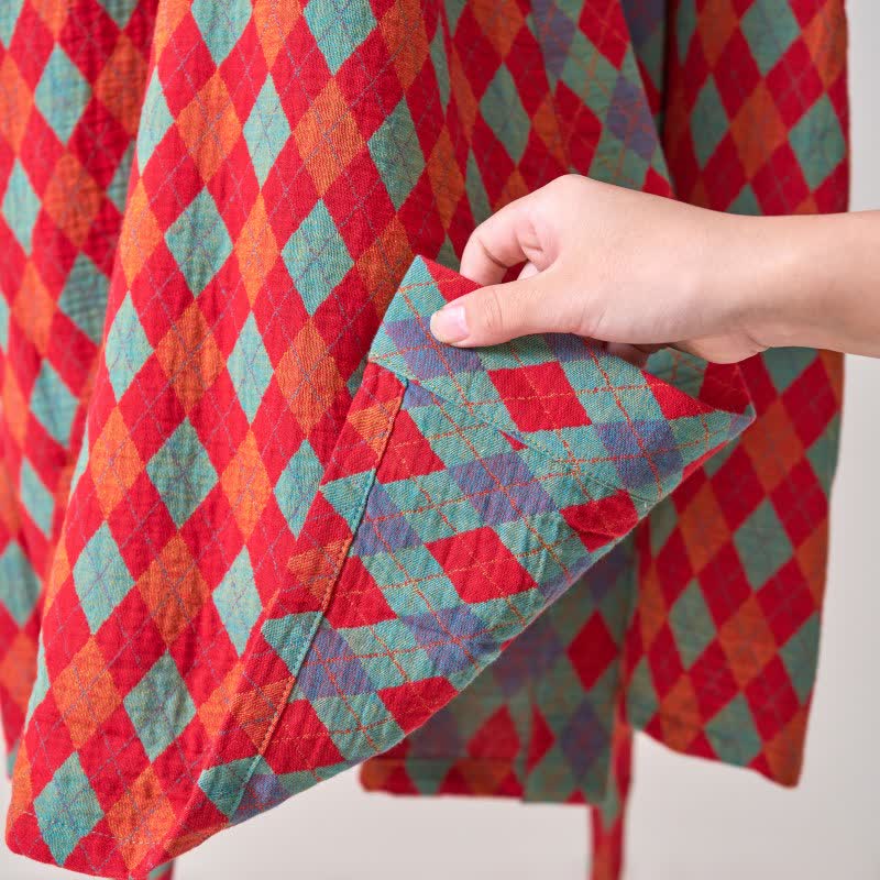 Brighthowl Classic Diamond Cotton Gauze Kimono Robe