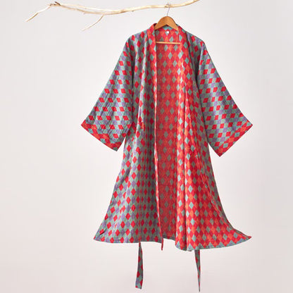 Brighthowl Classic Diamond Cotton Gauze Kimono Robe