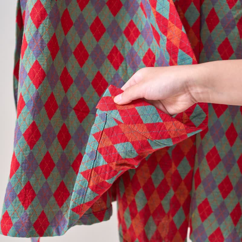 Brighthowl Classic Diamond Cotton Gauze Kimono Robe