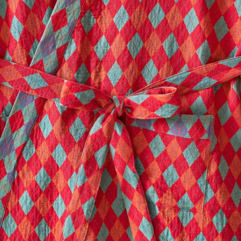Brighthowl Classic Diamond Cotton Gauze Kimono Robe