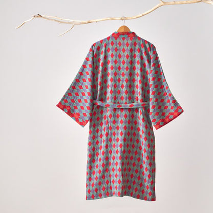 Brighthowl Classic Diamond Cotton Gauze Kimono Robe