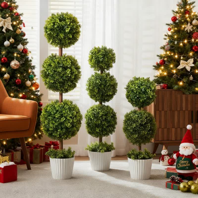 Brighthowl Artificial Boxwood Topiary Ball in Pot