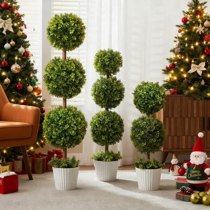 Brighthowl Artificial Boxwood Topiary Ball in Pot