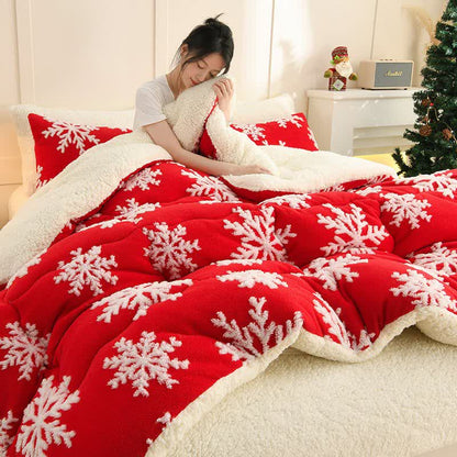 Brighthowl Snowflake Jacquard Sherpa Blanket