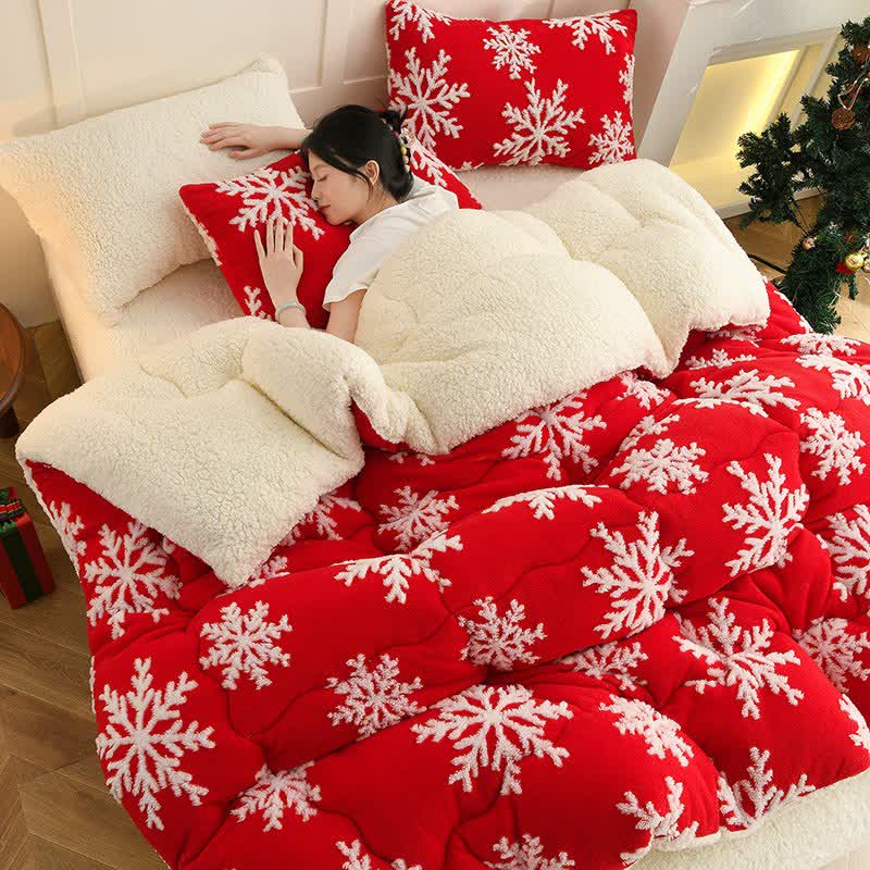 Brighthowl Snowflake Jacquard Sherpa Blanket