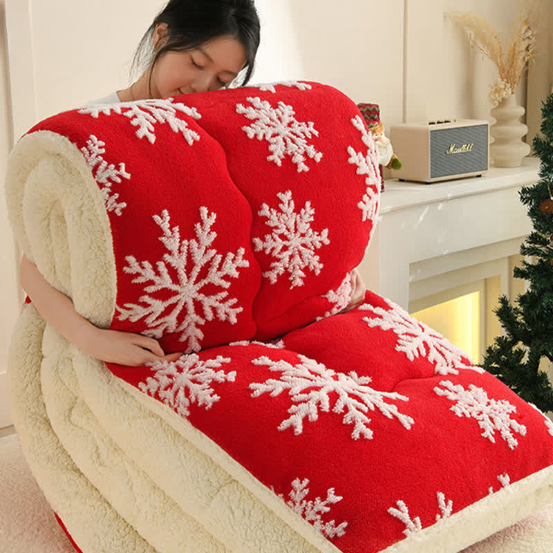 Brighthowl Snowflake Jacquard Sherpa Blanket