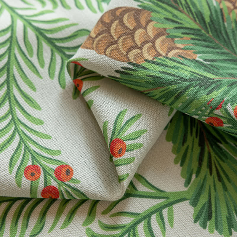 Brighthowl Pinecone Leaf Print Tassel Curtain