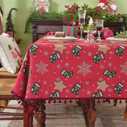 Brighthowl Christmas Stocking Snowflake Star Tablecloth