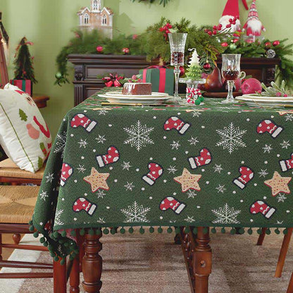 Brighthowl Christmas Stocking Snowflake Star Tablecloth
