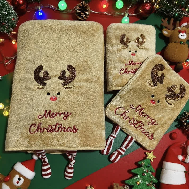 Brighthowl Christmas Holiday Gift Towels with Dangling Legs
