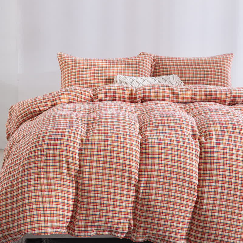 Brighthowl Cozy Plaid 100% Cotton Duvet Cover Set (3PCS)