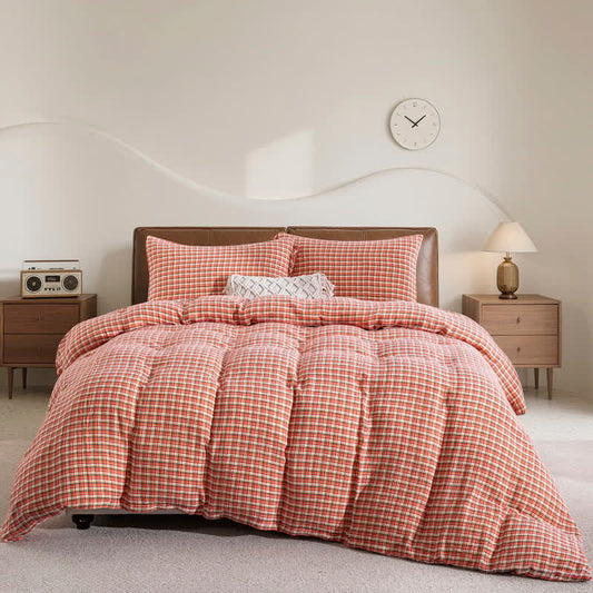 Brighthowl Cozy Plaid 100% Cotton Duvet Cover Set (3PCS)