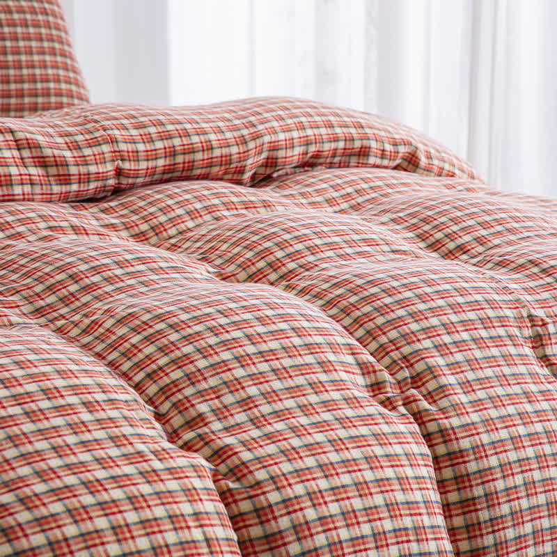 Brighthowl Cozy Plaid 100% Cotton Duvet Cover Set (3PCS)