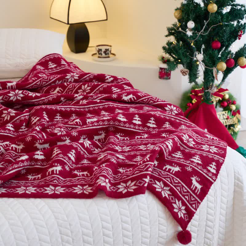 Brighthowl Christmas Inspired Knitted Throw Blanket