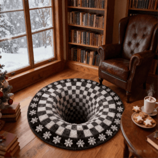 Brighthowl Black Hole 3D Checkered Rug