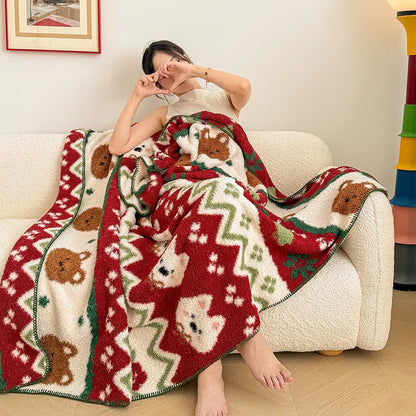 Brighthowl Festive Cute Animal Plush Throw Blanket